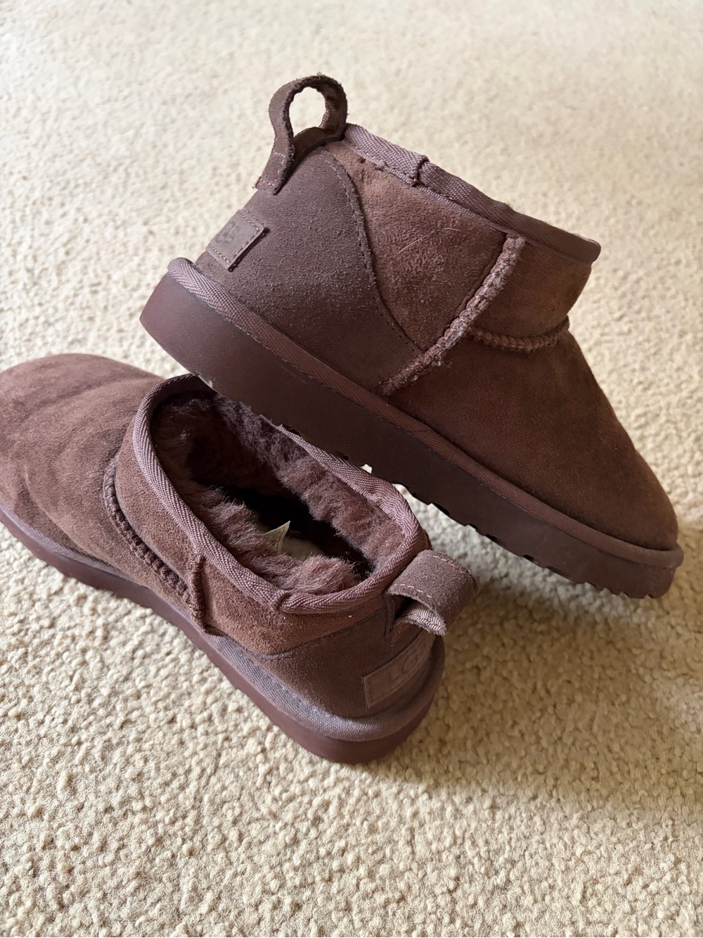UGG ankle boots—chocolate brown